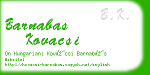 barnabas kovacsi business card